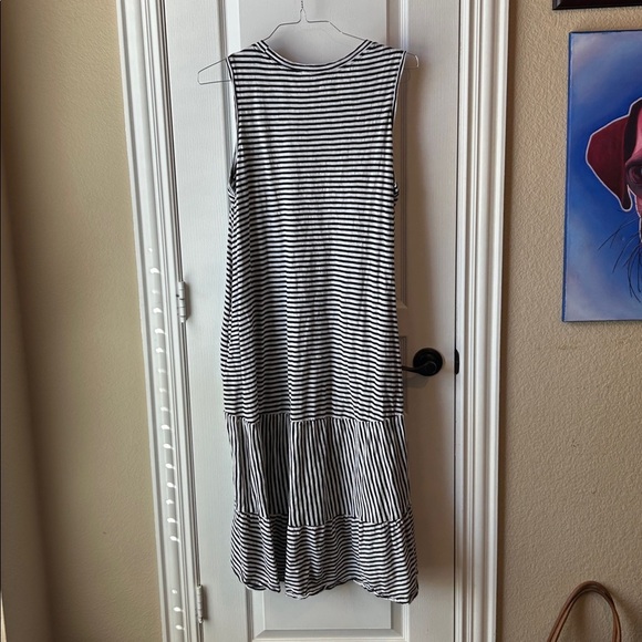 Time and Tru Black & White Striped midi dress preppy dark academia workwear - Picture 3 of 4